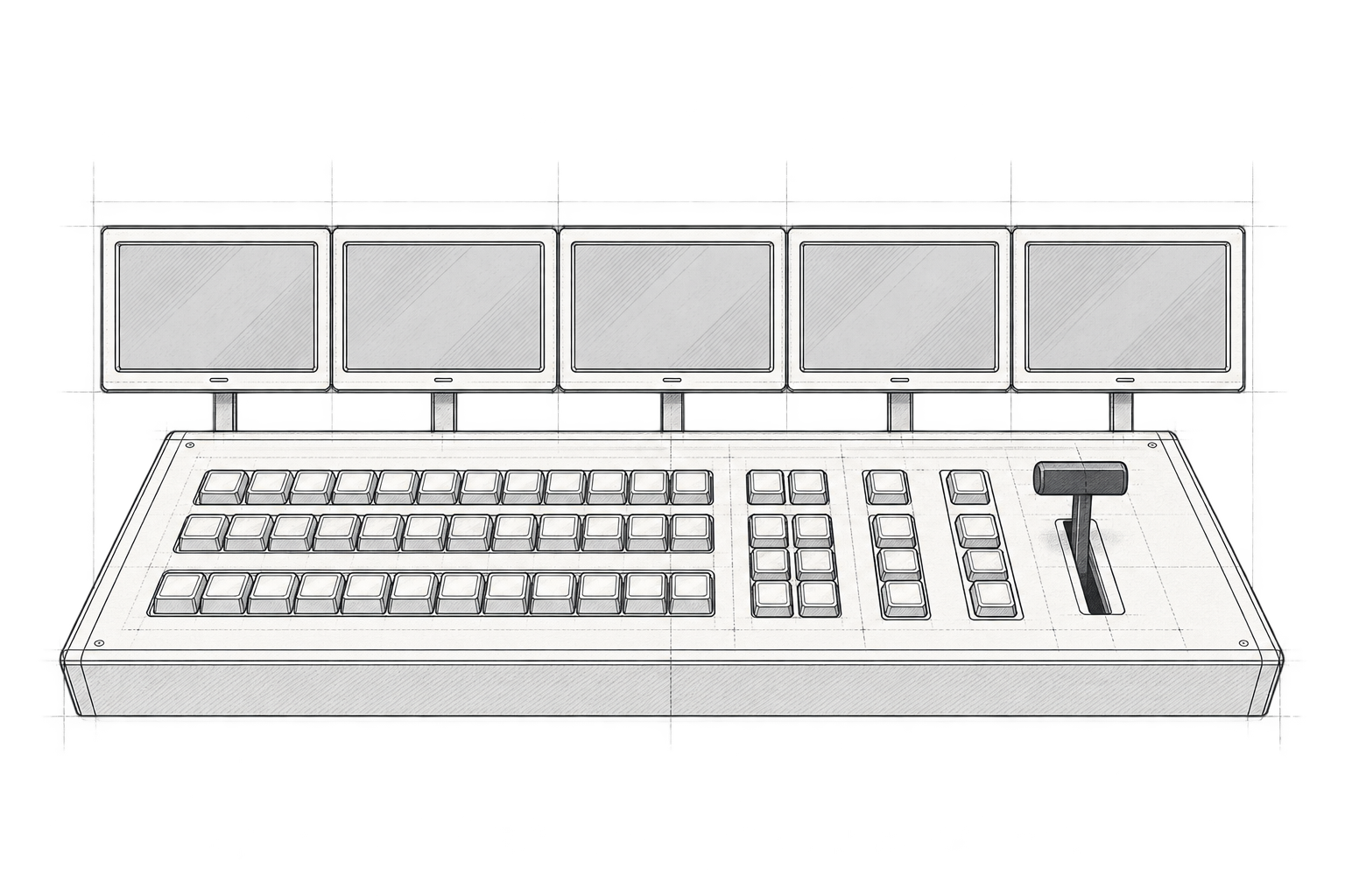 Technical illustration of a broadcast production console